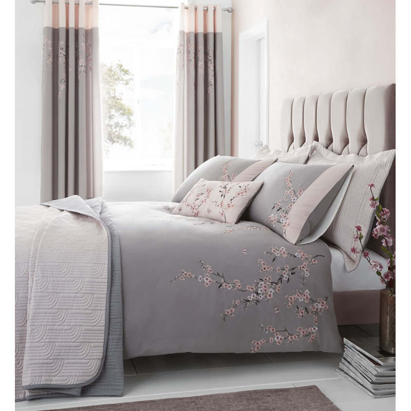 Catherine Lansfield Embroidered Blossom Duvet Cover Set & Reviews